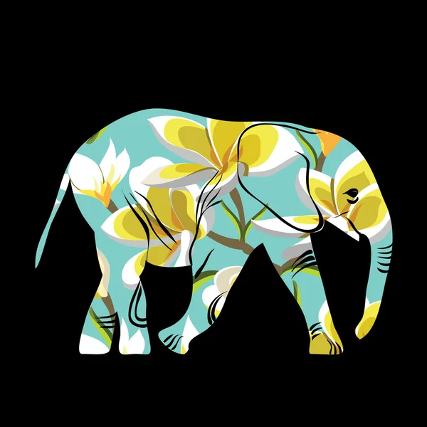 Карикатурный слон. Силуэт слона, собранного из — стоковый вектор