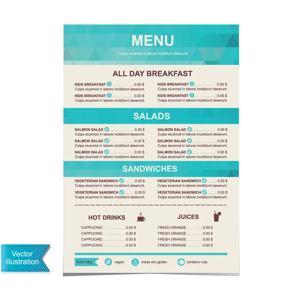 Cafe menu, šablony návrhu ilustrace. — Stock fotografie