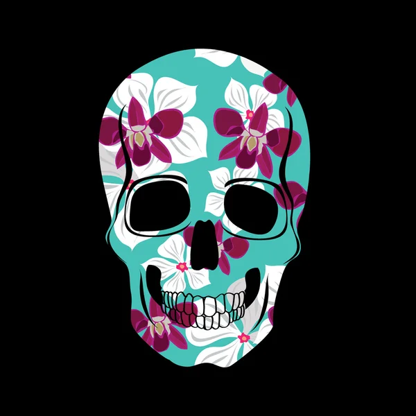 Skull with floral ornament illustration. — ストック写真
