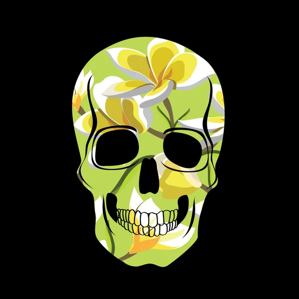 Skull with floral ornament illustration. — Stockfoto