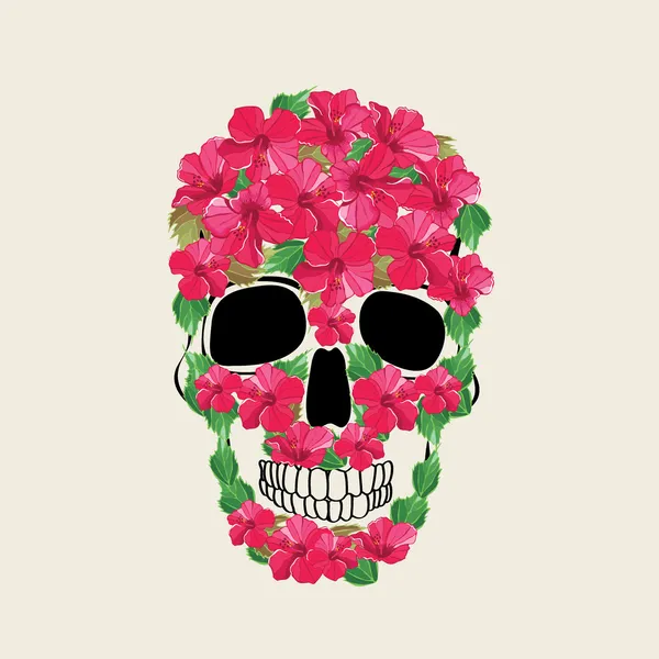 Skull with floral ornament illustration. — Stok fotoğraf