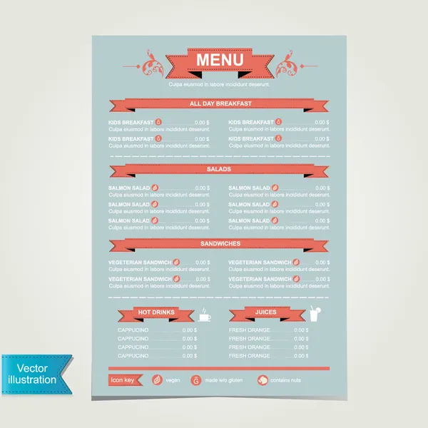 Cafe menu, template design illustration. — Stock Photo, Image