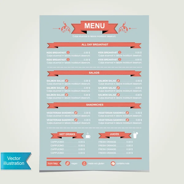 Cafe menu, sjabloon ontwerp illustratie. — Stockfoto