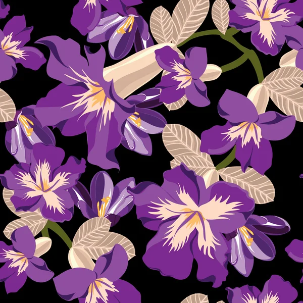 Floral seamless pattern with beautiful flowers, hand-drawing illustration. — Stock fotografie