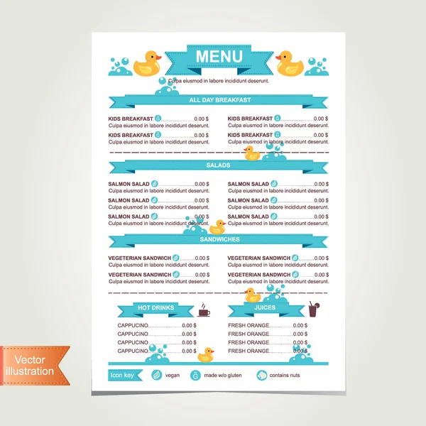 Cafe menu, sjabloon ontwerp illustratie. — Stockfoto