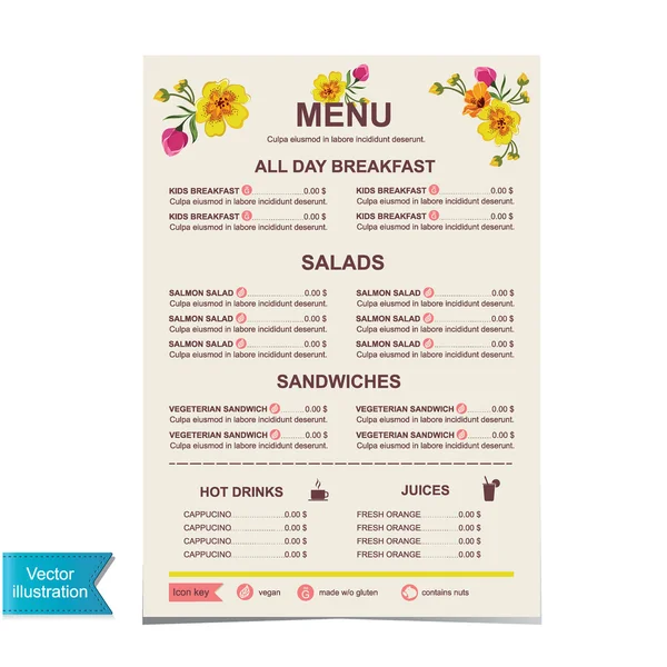 Cafe menu, template design illustration. — Stock Photo, Image