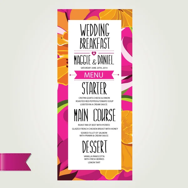 Весільне меню, шаблонний дизайн. Векторні ілюстрації . — стоковий вектор