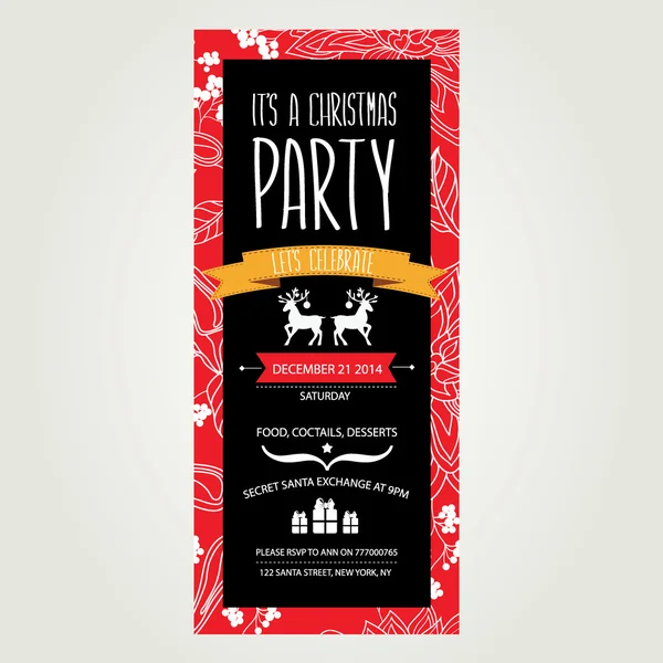 Invitation Merry Christmas.Typography.Vector illustration. — Stock Vector