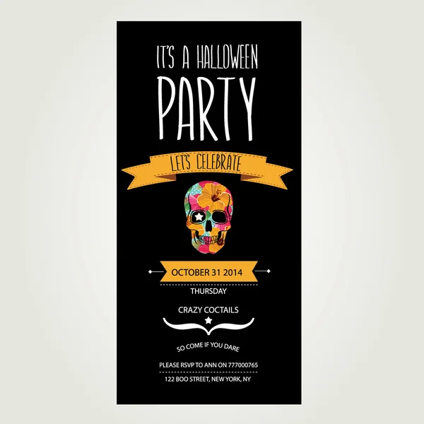 Convite Halloween.Typography.Vector ilustração . — Vetor de Stock