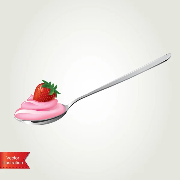 Yoghurt met aardbei — Stockvector