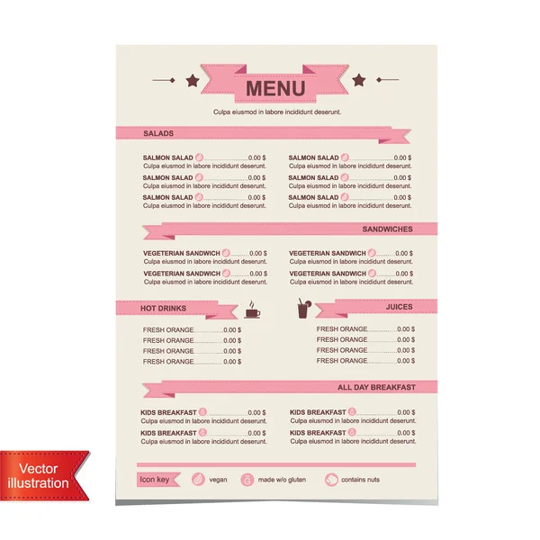 Kawiarnia w menu szablon design.vector ilustracja. — Wektor stockowy
