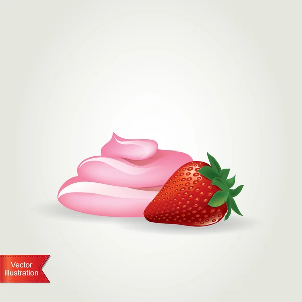 Yogurt with strawberry — Stock Vector
