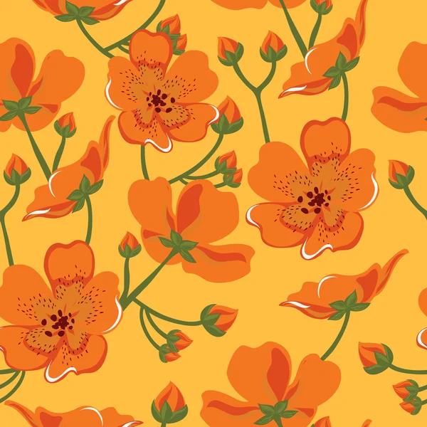 Motif floral sans couture avec de belles fleurs, dessin à la main . — Image vectorielle