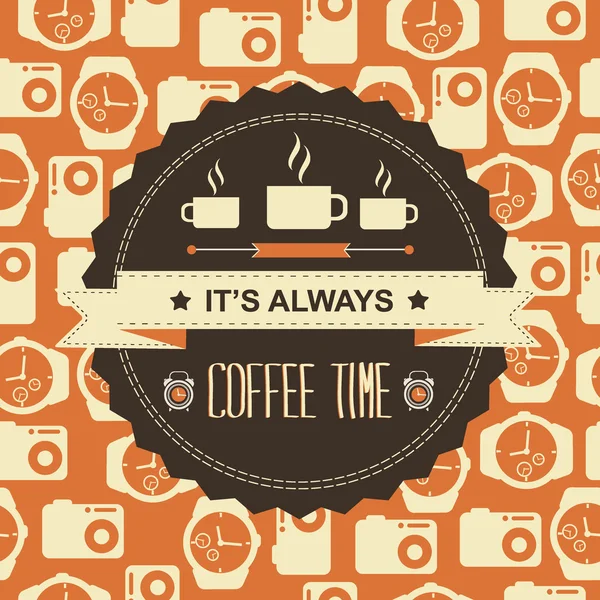 Her zaman kahve zamanı poster. — Stok Vektör