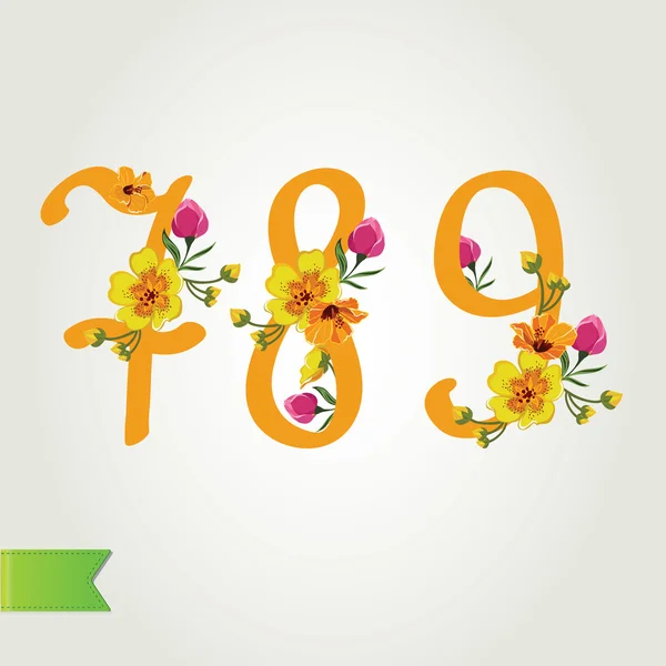 Floral numbers set, vector illustration. — Stock Vector