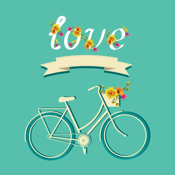 Αφίσα καλοκαίρι με bicycle.typography. εικονογράφηση φορέας. — Διανυσματικό Αρχείο