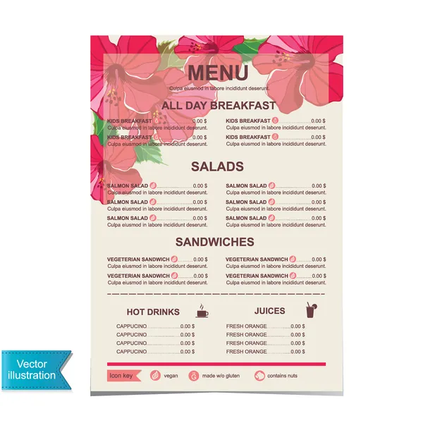 咖啡馆的菜单，模板 design.vector 图. — 图库矢量图片