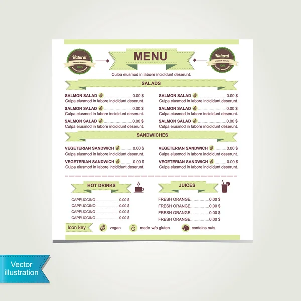 Kawiarnia w menu szablon design.vector ilustracja. — Wektor stockowy