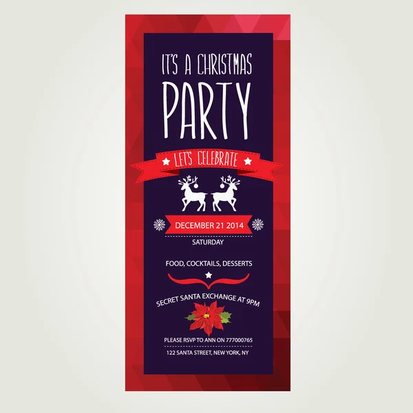 Pozvánka veselé christmas.typography.vector ilustrace. — Stockový vektor