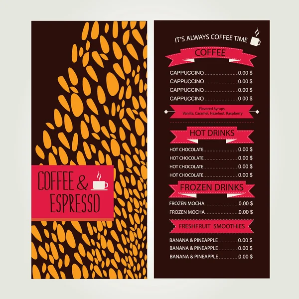 Menu de café, design de modelo — Vetor de Stock