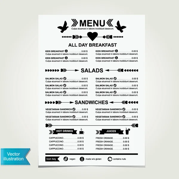 Kawiarnia w menu szablon projektu. — Wektor stockowy