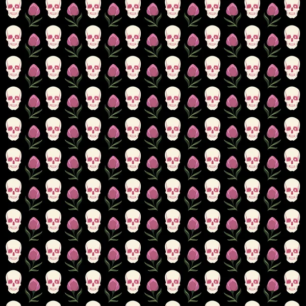 Seamless pattern with skulls — Stock Vector