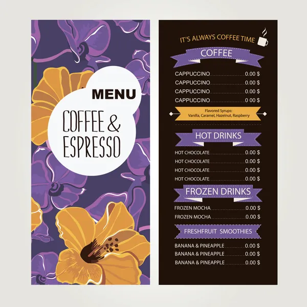 Café menu, sjabloonontwerp. — Stockvector