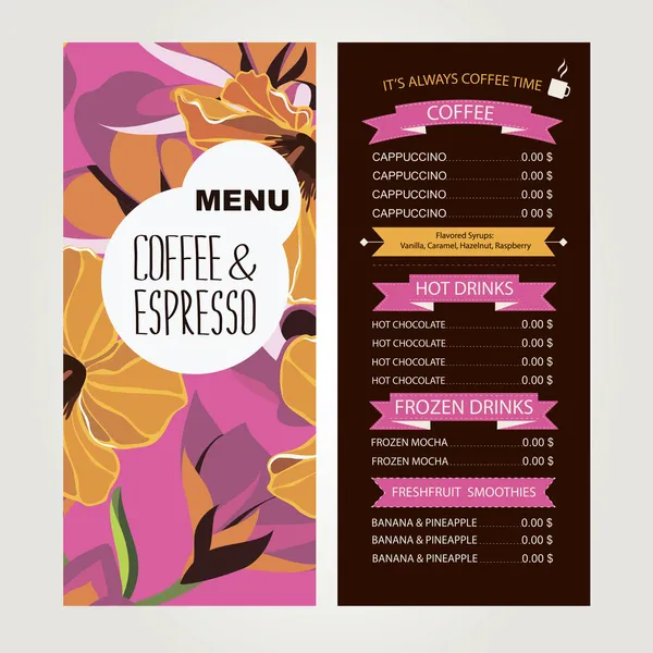 Menu de café, design de modelo . — Vetor de Stock