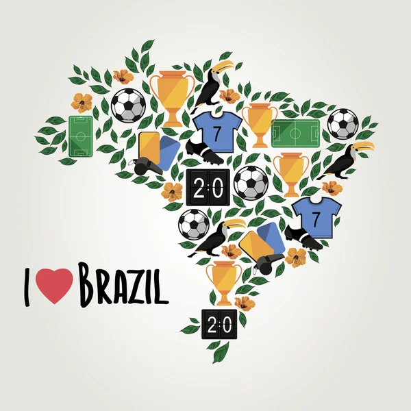 Brazilië, zomer wereld voetbalspel. — Stockvector