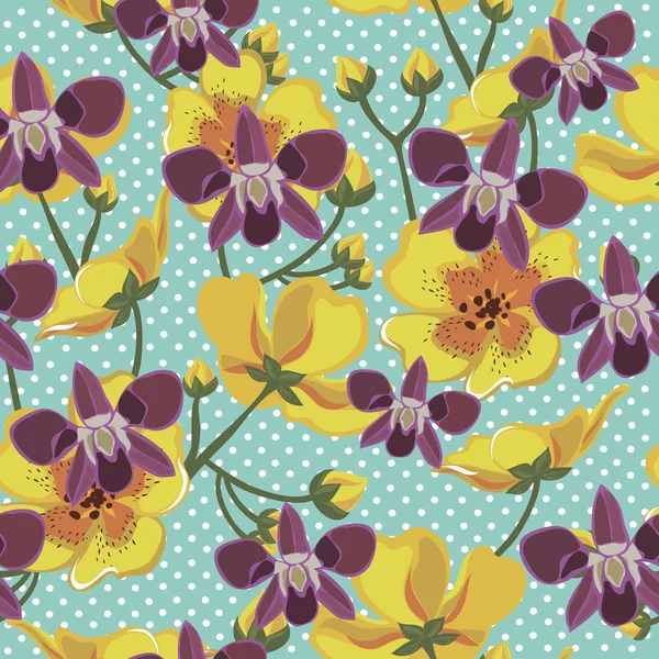 Motif floral sans couture avec de belles fleurs — Image vectorielle