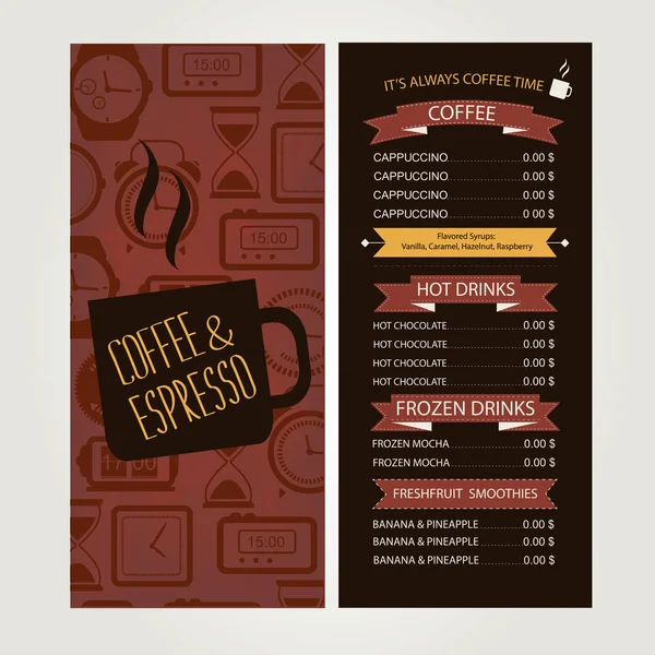 Menu de café, design de modelo — Vetor de Stock