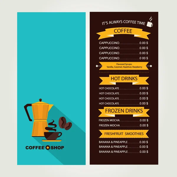 Coffee house menu, restaurant template design. — Stock Vector