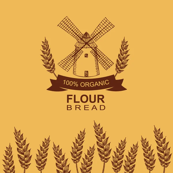 Conception d'étiquettes de pain de farine. Boulangerie rétro . — Image vectorielle