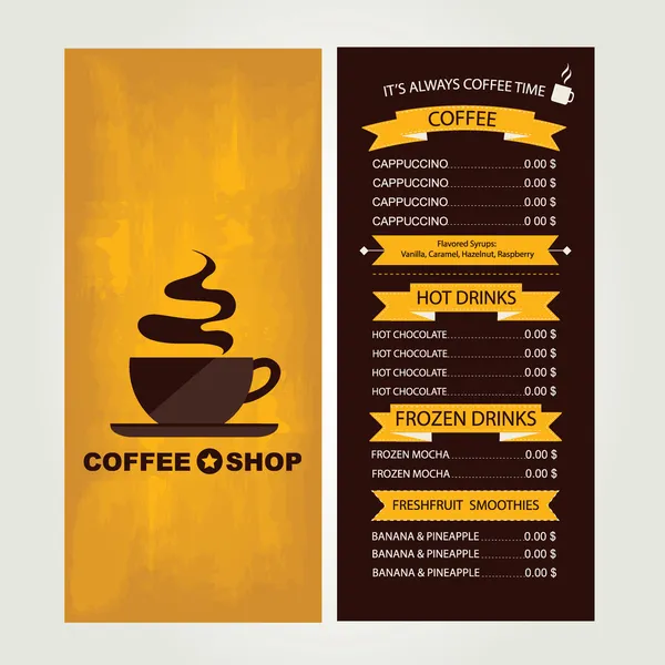 Menu da casa de café, design de modelo de restaurante. — Stockvector