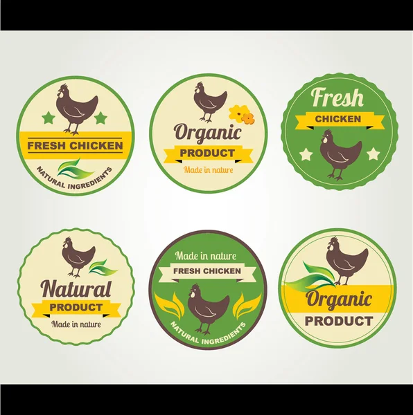 Badges chicken organic product — Stock Vector