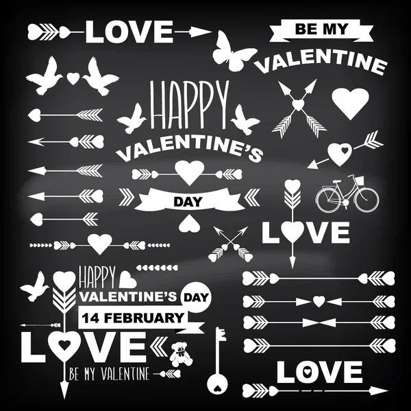 Aftelkalender voor Valentijnsdag set symbolen. — Stockvector