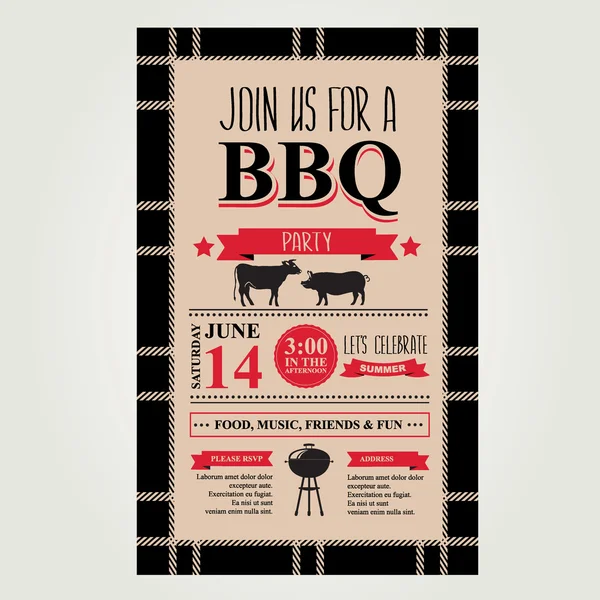 Barbecue party uitnodiging. — Stockvector