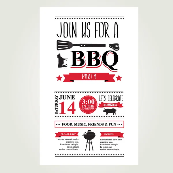 Barbecue party uitnodiging. — Stockvector