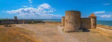 Ackerman Kalesi Panoraması. Antik tarih binasının içinde. En büyük Ukrayna kalesi. Bilhorod-Dnistrovskyi, Ukrayna.