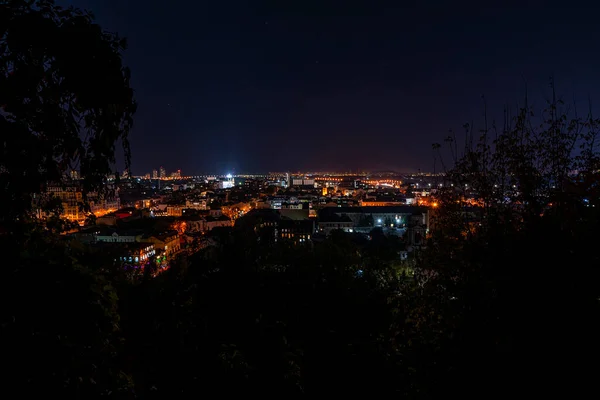 Night Urban Cityscape Buildings Lights Kyiv City Ukraine Kiev Podil — Photo