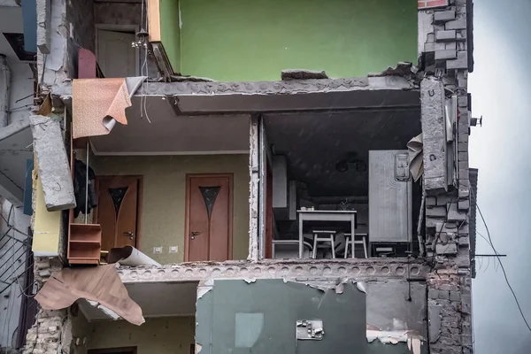 Borodyanka Kyiv Region Ukraine April 2022 Shelled Apartment Destroyed Civilian — Stock Photo, Image