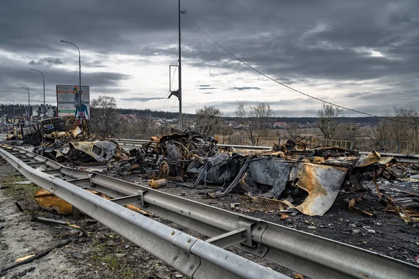 Borodyanka Kyjevsko Ukrajina Dubna2022 Zničené Spálené Pěší Bojové Vozidlo Vojenské — Stock fotografie