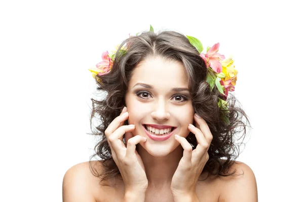 Young happy brunette girl Stock Picture