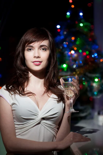 Sensual woman holding wineglass — Stock Photo, Image