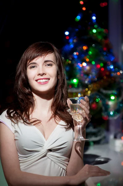 Smiling woman holding wineglass — Stock Photo, Image