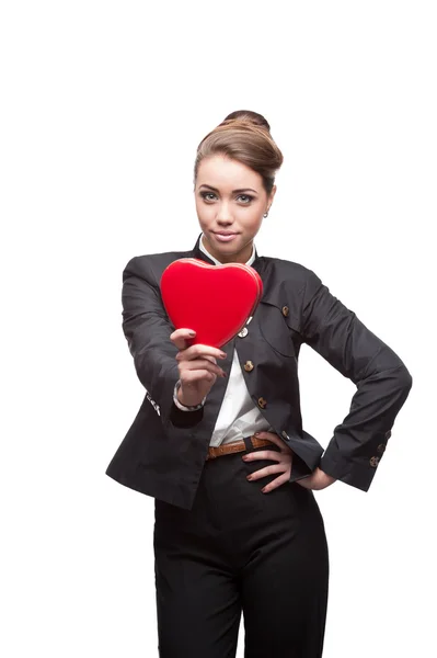 Young happy business woman on valentine — Stockfoto