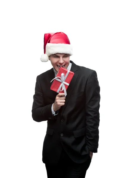 若い幸せなクリスマス ビジネス男 — ストック写真