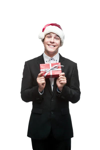 Jovem feliz homem de negócios de Natal — Fotografia de Stock