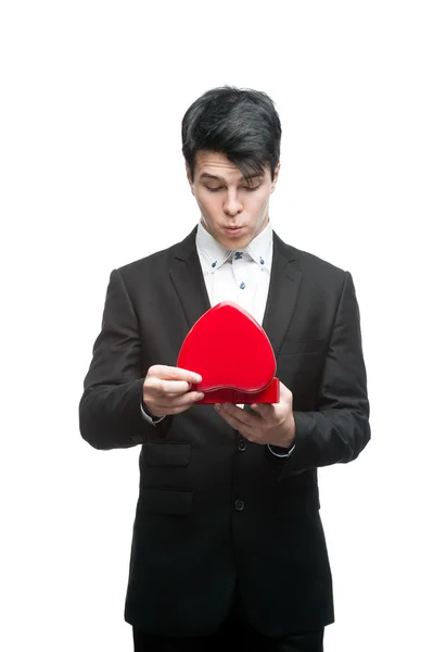 Jonge grappig zakenman op Valentijnsdag — Stockfoto