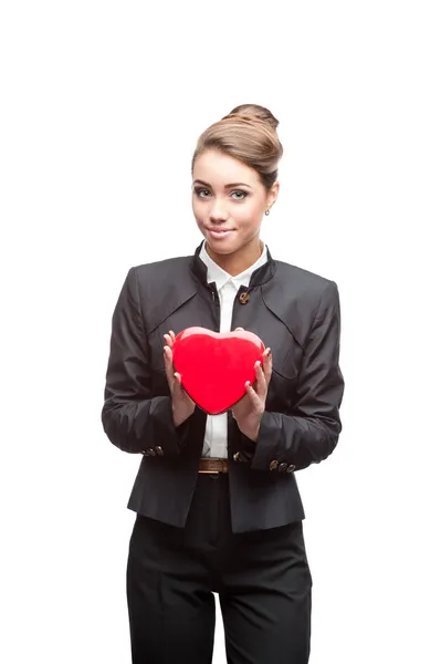 Young happy business woman on valentine's day — Stock Photo, Image